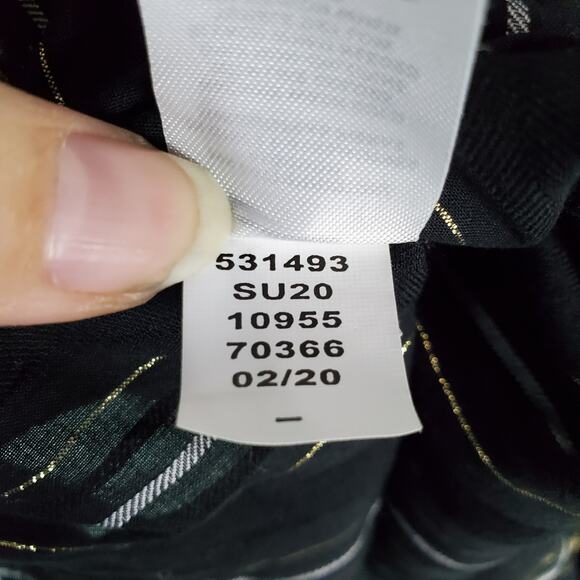 Ann Taylor Black Metallic Stripe Flutter Sleeve Tie Neck Blouse Size XL - Picture 6 of 6